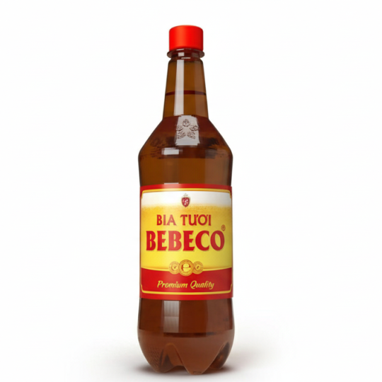 Nhãn Bia BEBECO 1000ml in trên chất liệu POPP